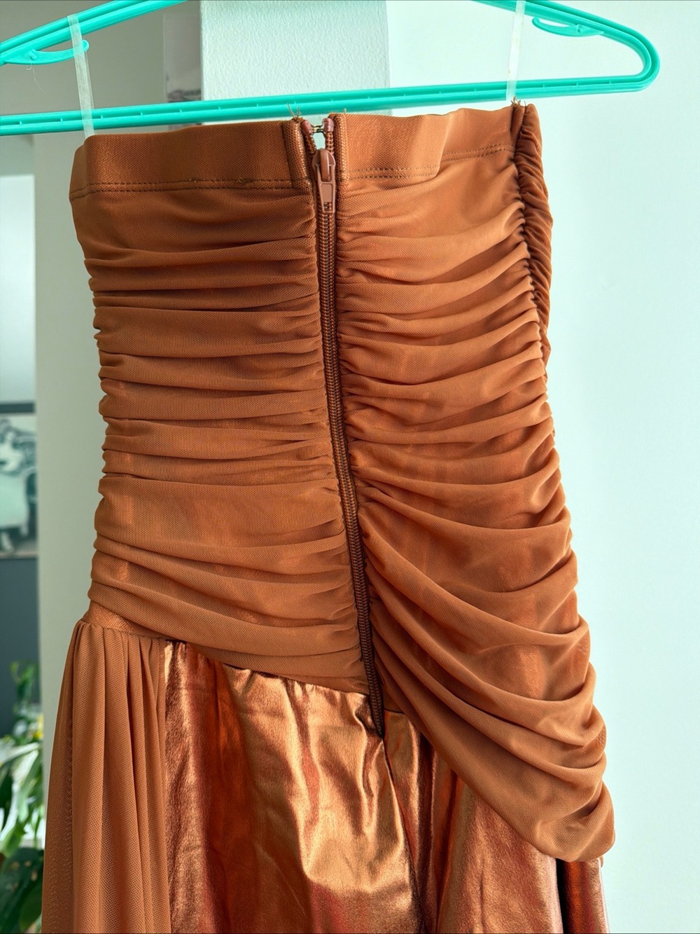 Fashion Nova Metallic bronze Strapless Jumpsuit - Picture 9 of 10